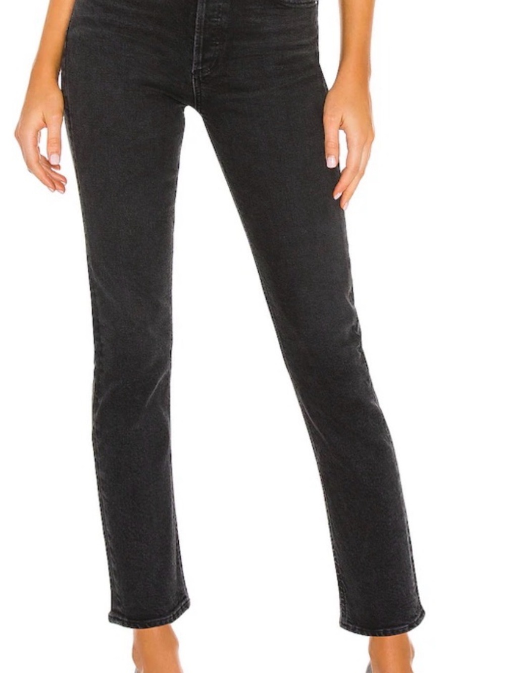 AGOLDE Women’s Faded Black Riley High Rise Straight Crop Size 28